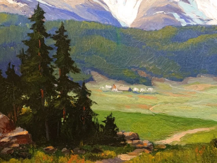 Karkonosze - panorama na Śnieżne Kotły - przedwojenne malarstwo
