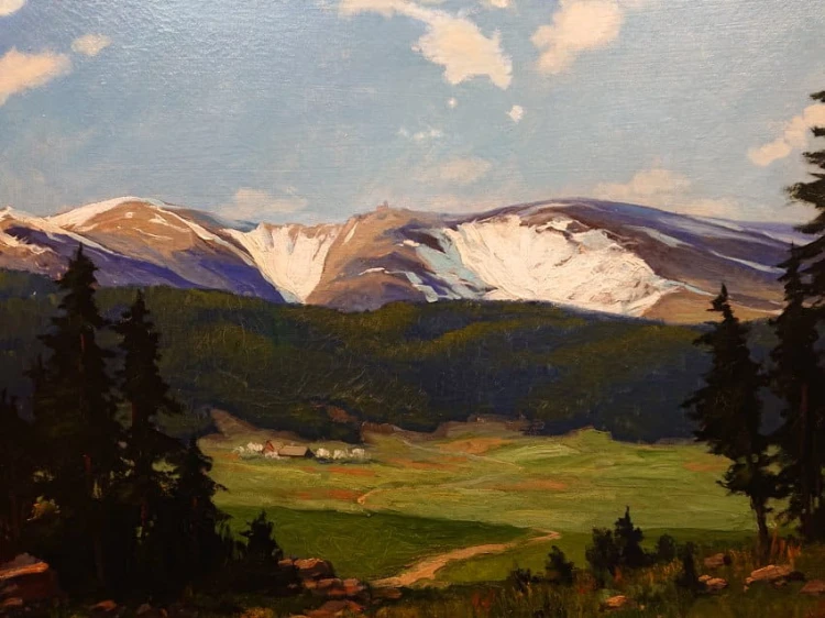 Karkonosze - panorama na Śnieżne Kotły - przedwojenne malarstwo