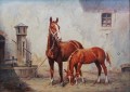 Obraz z końmi - Klacz i źrebak - Hans Nickiel