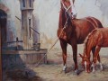 Obraz z końmi - Klacz i źrebak - Hans Nickiel