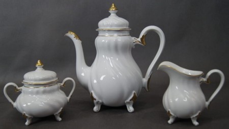 Śniadaniowy zestaw dzbanek - cukiernica - mlecznik ⭐ porcelana Weimar