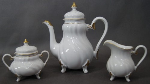 Śniadaniowy zestaw dzbanek - cukiernica - mlecznik ⭐ porcelana Weimar