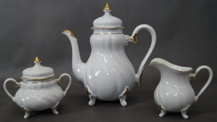 Śniadaniowy zestaw dzbanek - cukiernica - mlecznik ⭐ porcelana Weimar