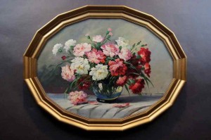 Stary obraz P. Kemp cudowne goździki rarytas !!!