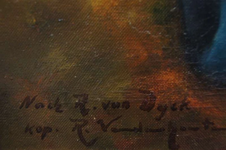 Stary obraz Święta rodzina odpoczynek Robert Vandenhouten