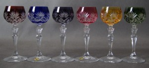 Różnobarwny komplet pięciu kieliszków do likieru  ⭐ szkło Peill