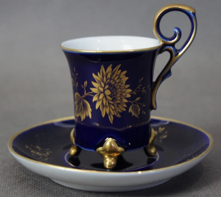 Cacko - kobaltowy zestaw do espresso - porcelana Lindner
