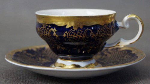 Kobalt złoto - filiżanka i spodek do espresso - porcelana Weimar