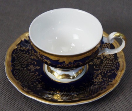 Kobalt złoto - filiżanka i spodek do espresso - porcelana Weimar
