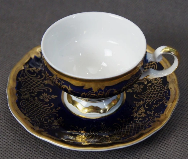 Kobalt złoto - filiżanka i spodek do espresso - porcelana Weimar