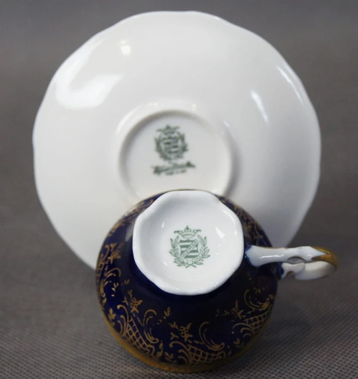 Kobalt złoto - filiżanka i spodek do espresso - porcelana Weimar