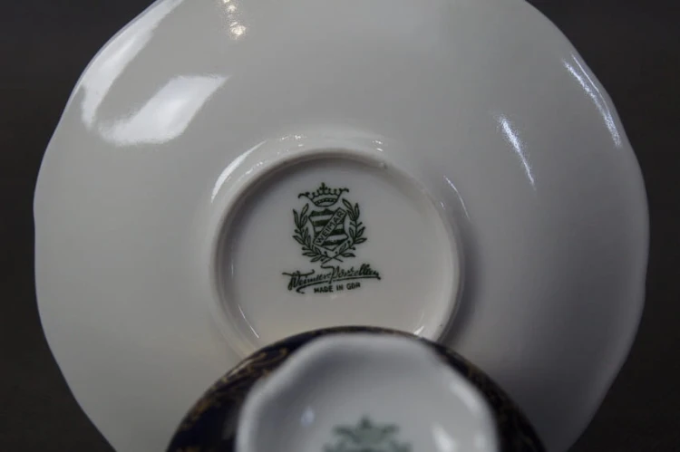 Kobalt złoto - filiżanka i spodek do espresso - porcelana Weimar
