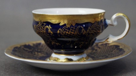 Kobalt złoto - filiżanka i spodek do espresso - porcelana Weimar
