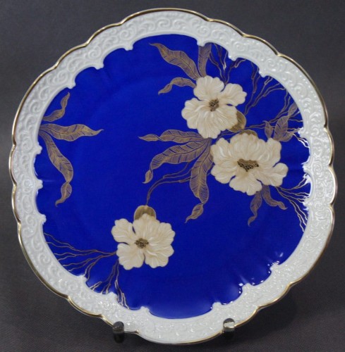 Efektowna patera - niebieskie tło urocze kwiaty - porcelana Rosenthal