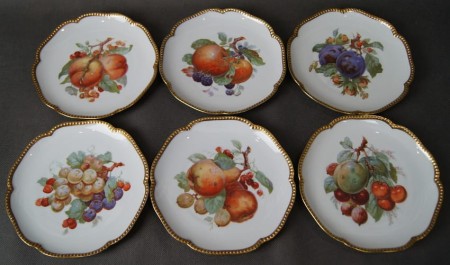 Komplet owocowych talerzyków - Wykwintna porcelana Herman Ohme Szczawienko
