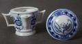 Porcelanowa sosjerka z separatorem tłuszczu - wzór cebulowy UNIKAT