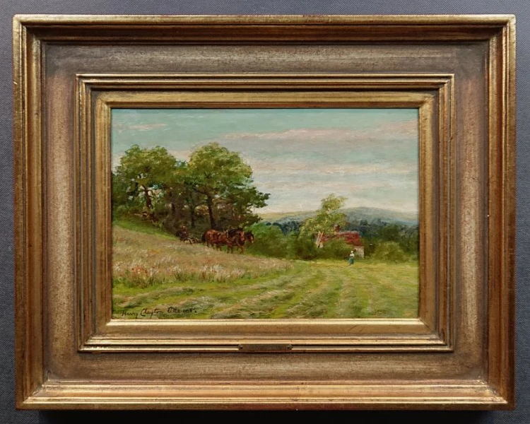 Scena z końmi  brytyjskie malarstwo aukcyjne - Harry Clayton Adams
