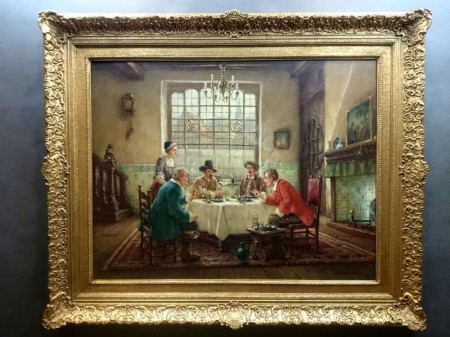 Obraz olejny despoty przy stole Jörg Sommer ur.1881r