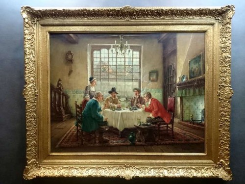 Obraz olejny despoty przy stole Jörg Sommer ur.1881r