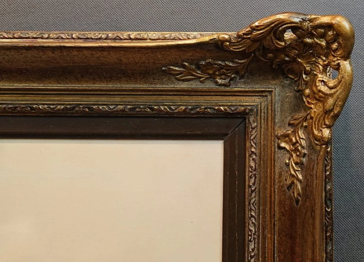 Pejzaż z rzeką i drewnianym mostkiem - Obraz krajobraz - Ernst Jugel
