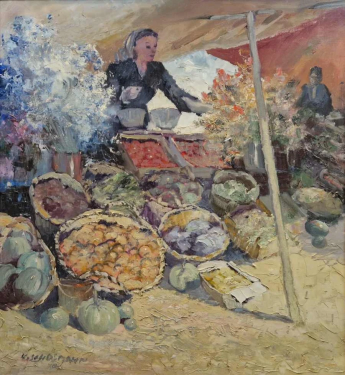 Ludwig Gschossmann - Marsylia - Barwny stragan warzywny