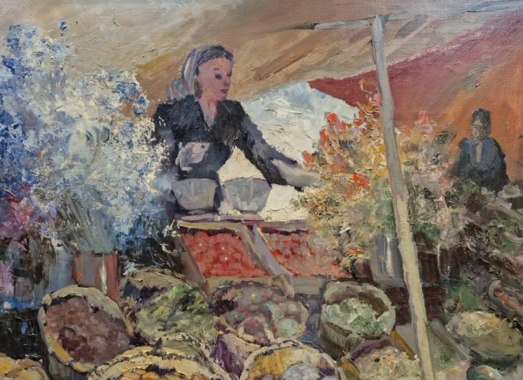 Ludwig Gschossmann - Marsylia - Barwny stragan warzywny