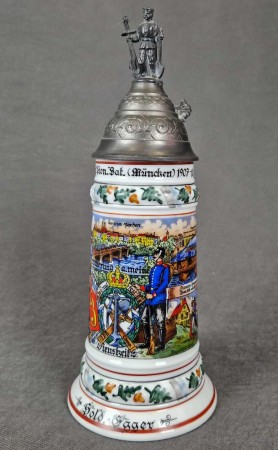 Unikat wojskowy kufel do piwa rezerwisty - Munchen 1907 - 10 rok