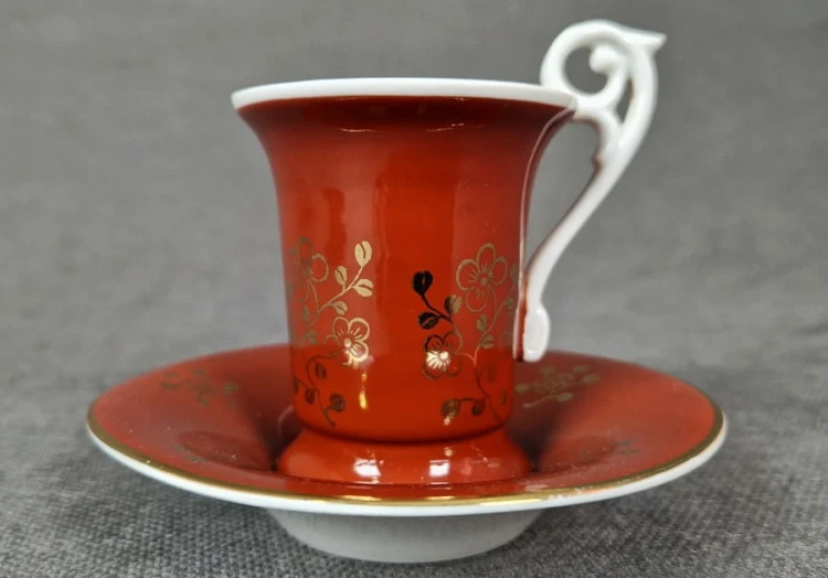 Ceglasta filiżanka ze spodkiem do espresso - Bremer i Schmidt