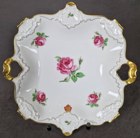 Pałacowe cudo patera w różę i złoto - Porcelana Alka Kunst