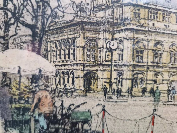 Akwaforta Robert Kasimir - Wiedeńska Opera - Austria