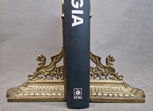 Podpórki pod książki - mosiężne ze wizerunkiem gryfa