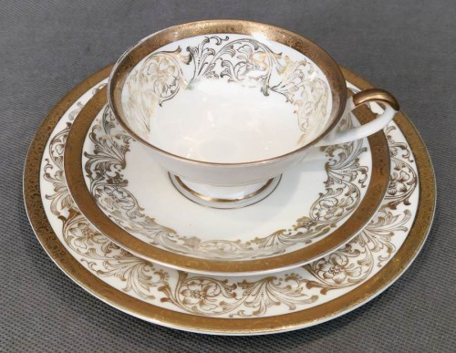 Ecru - zestaw śniadaniowy bogate dekoracje - Porcelana Alka