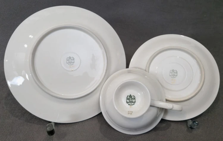 Niebieski - zestaw śniadaniowy bogate dekoracje - Porcelana Alka
