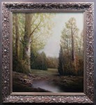 Pejzaż lasu z potokiem ⭐  Karl Schmidbauer ⭐ klimatyczne malarstwo