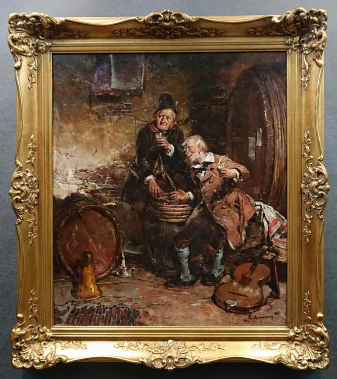 Biesiada w szynku - obraz olejny - Gerhard Dickmeis