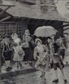 Gwar uliczny scenka z życia - francuski żakard z jedwabiu