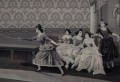 Nauka szermierki - obraz z jedwabiu XIX wiek