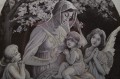 Stróżujące aniołki - francuski żakard Neyret Freres