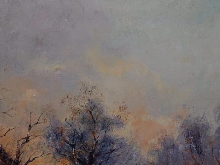 Pierwszy śnieg - Friedrich Karl Thauer - wyjątkowo duży obraz olejny