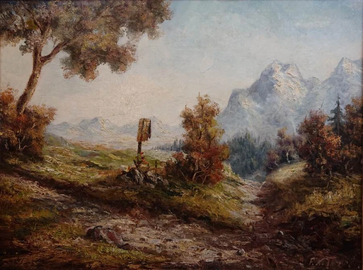 Widok na pasmo górskie Karwendel - Friedrich Karl Thauer