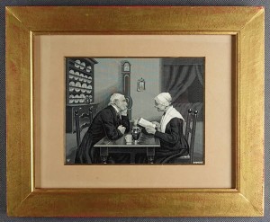 Wieczorna lektura ⭐ scena rodzajowa ⭐ jedwabny obraz żakardowy