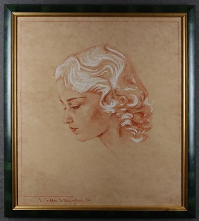 Portret blondynki - Walter Stengl - malarstwo pastelowe
