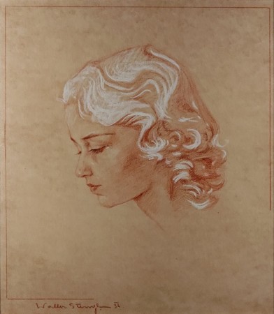 Portret blondynki - Walter Stengl - malarstwo pastelowe