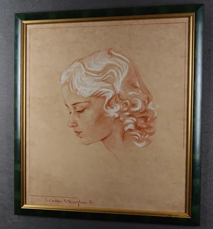Portret blondynki - Walter Stengl - malarstwo pastelowe