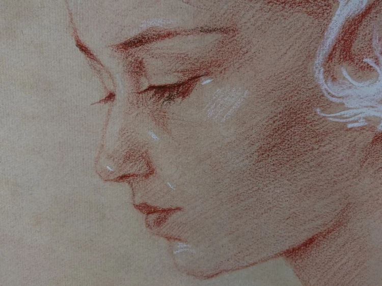 Portret blondynki - Walter Stengl - malarstwo pastelowe