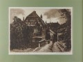 Zamek w Wartburg - przedwojenna akwaforta - Albrecht Bruck