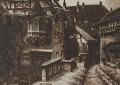 Zamek w Wartburg - przedwojenna akwaforta - Albrecht Bruck