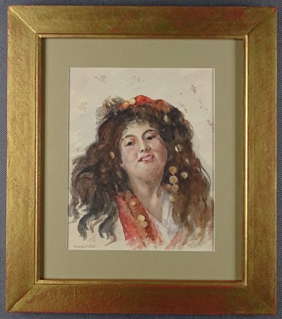 Portret dziewczyny - malarstwo akwarelowe - R. Heinen