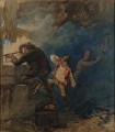 Scena batalistyczna - Alessandro Durini - Akwarela XIX wiek
