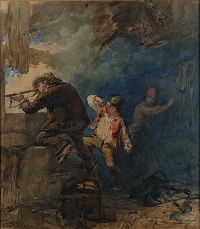 Scena batalistyczna - Alessandro Durini - Akwarela XIX wiek
